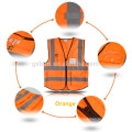 Logotipo personalizado que imprime chaleco de seguridad de construcción de alta visibilidad Chaqueta de trabajo de color amarillo reflexivo con cremallera de múltiples bolsillos